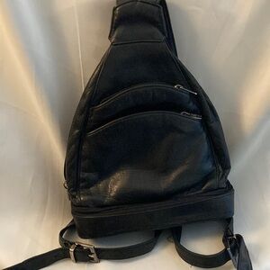 Black Danier Backpack Purse Leather